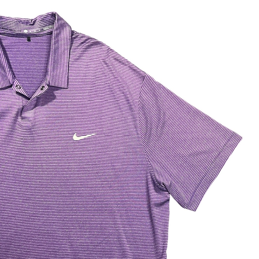 Nike Tiger Woods Collection Men's XL Purple Striped Dri-FIT Golf Polo Shirt